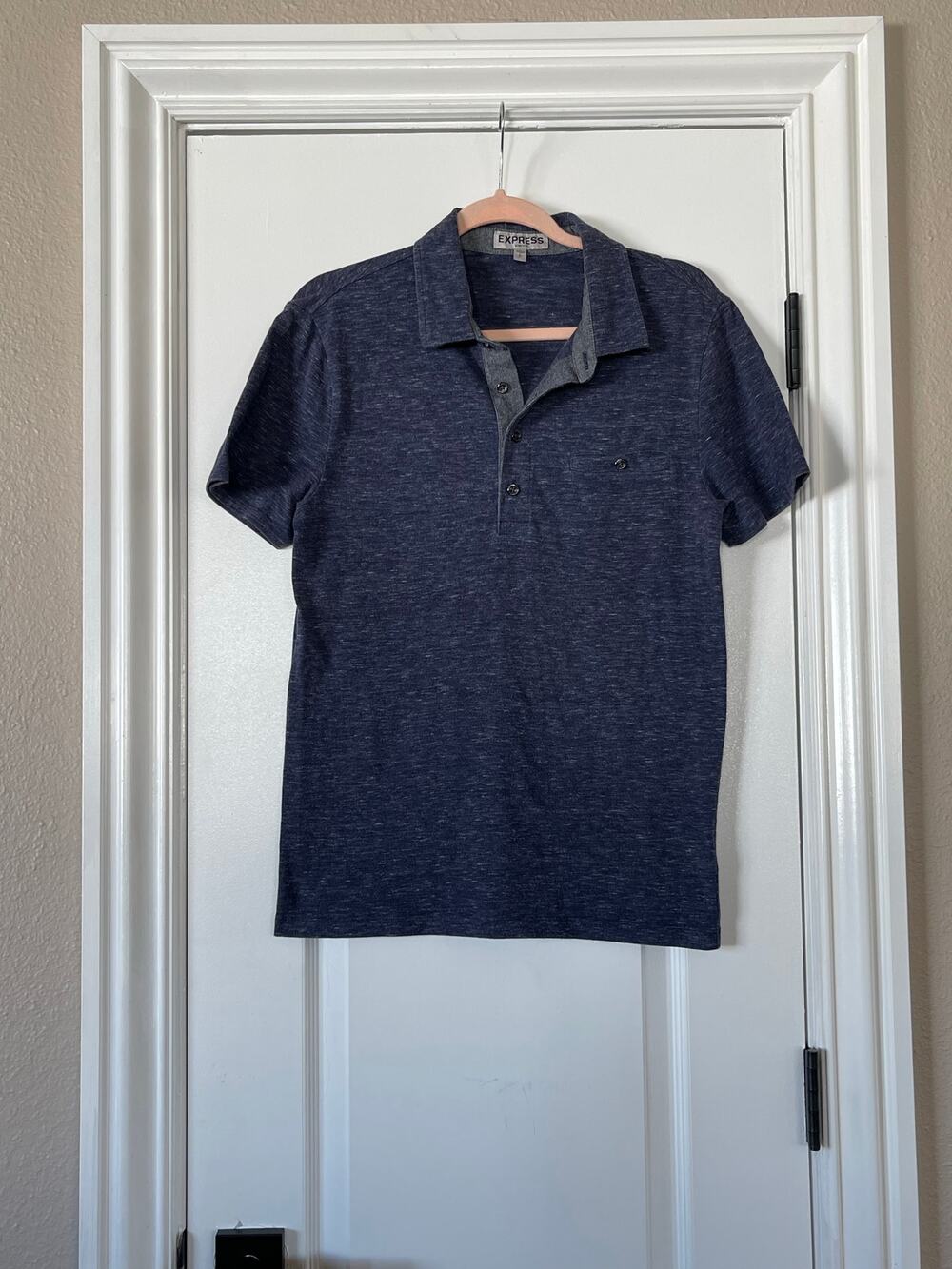 Men’s Express Polo Blue Shirt Sleeve Size Small
